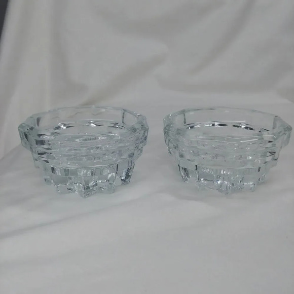 American Whitehall Pillar Taper Crystal Candle Holder Set of 2 - Picture 3 of 7